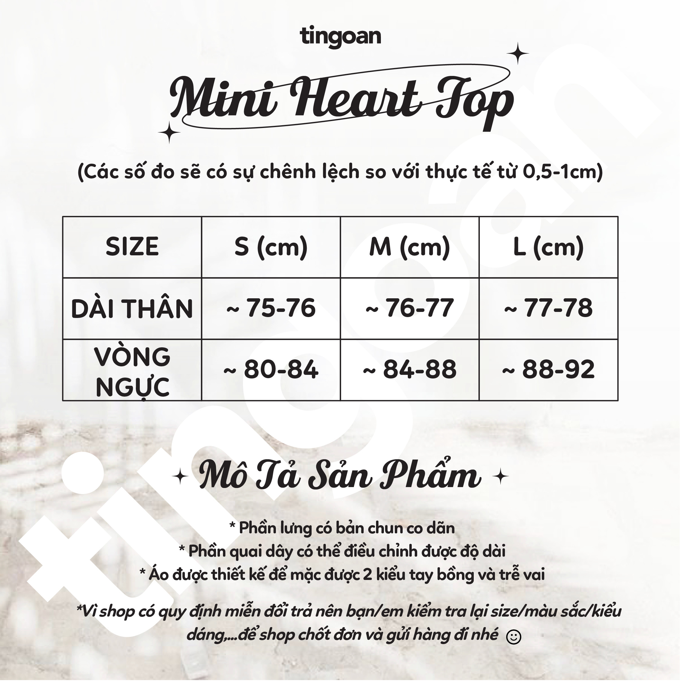 Áo babydoll bồng 3 lớp mặc được 2 kiểu vân hoa đen kèm chi tiết dây buộc MINI HEART TOP/BL