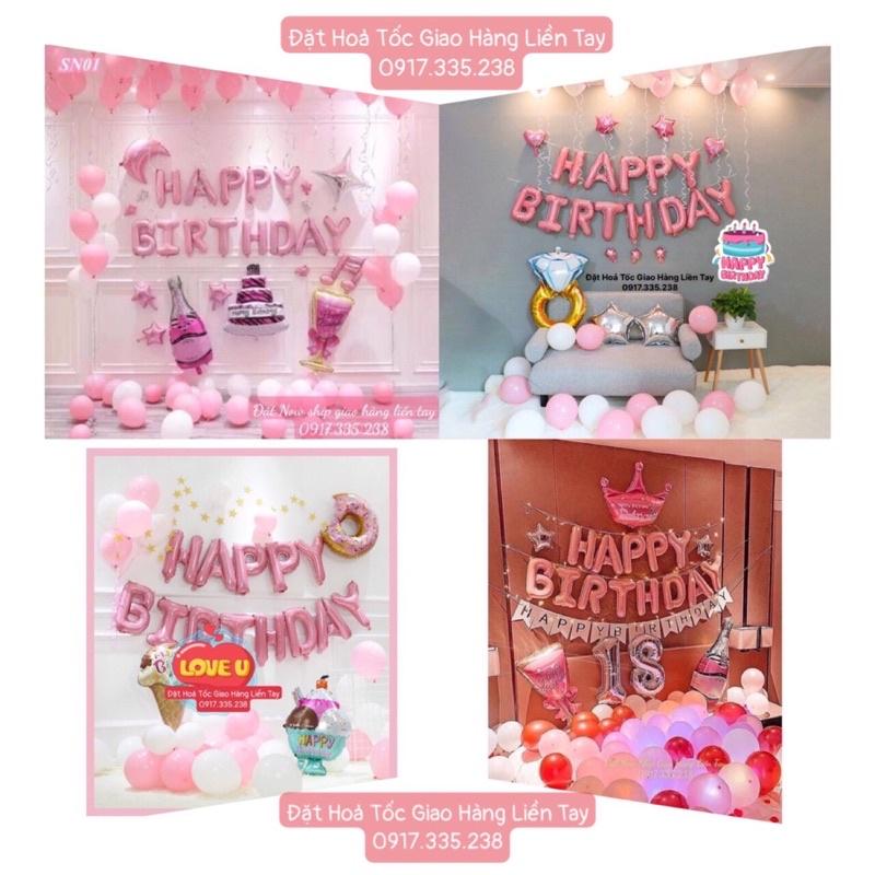 Set bóng trang trí sinh nhật tone hồng pastel