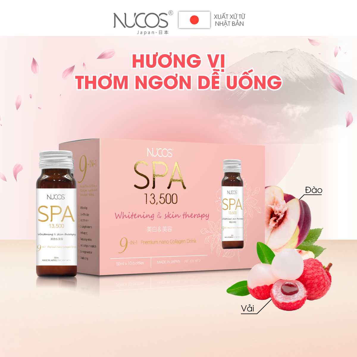  Combo 3 Hộp Collagen nước xóa nhăn ngăn lão hóa da Nucos Spa 13500 3 Hộp x 10 Chai x 50ml