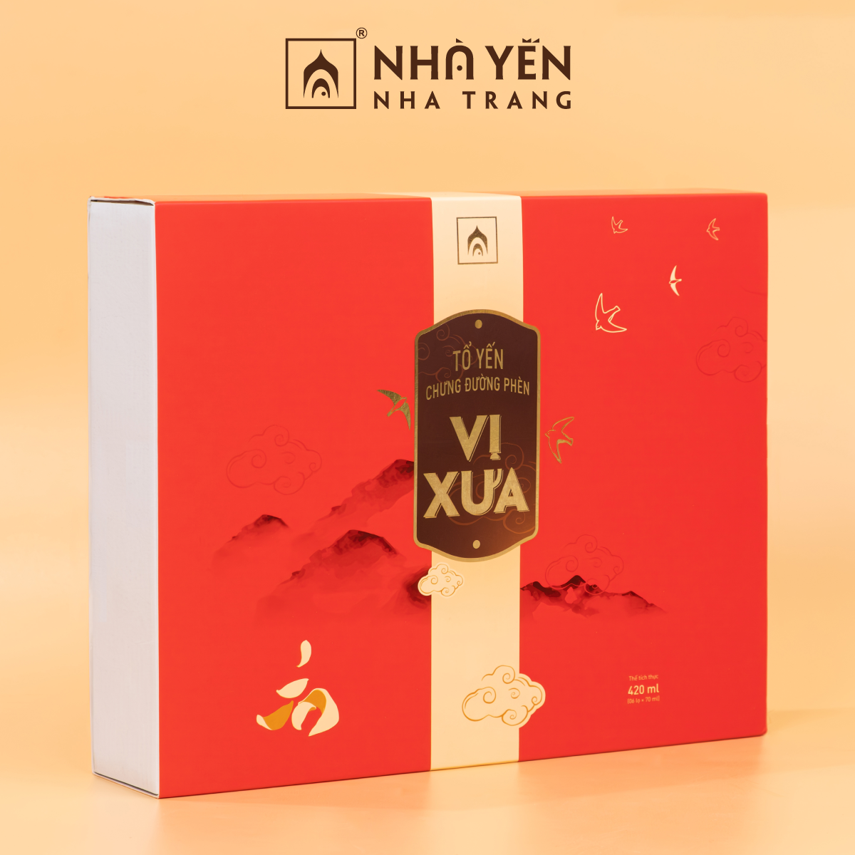 Nước Yến Sào Vị Xưa - Nhà Yến Nha Trang - Hộp 6 Lọ - Tổ Yến Chưng Sẵn - Nước Yến Chưng Sẵn - Yến chưng táo đỏ - Hàng Chính Hãng