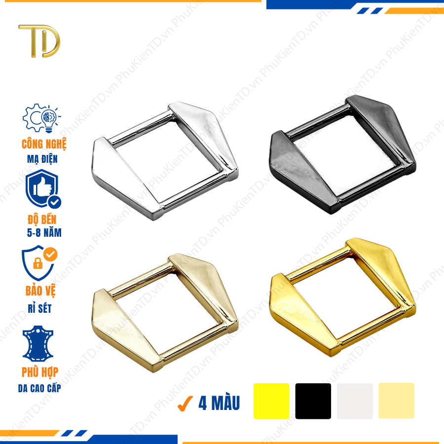 Khoen quai túi xách 20mm, Khoen d túi xách, Khoen vuông gắn túi xách mạ điện độ bền 5-8 năm