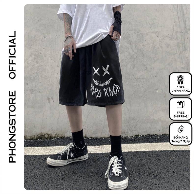 Quần Short Đùi Mặt Cười XX unisex Phong Boutique thể thao basic nam nữ oversize phong cách đường phố Hàn Quốc Ulzzang
