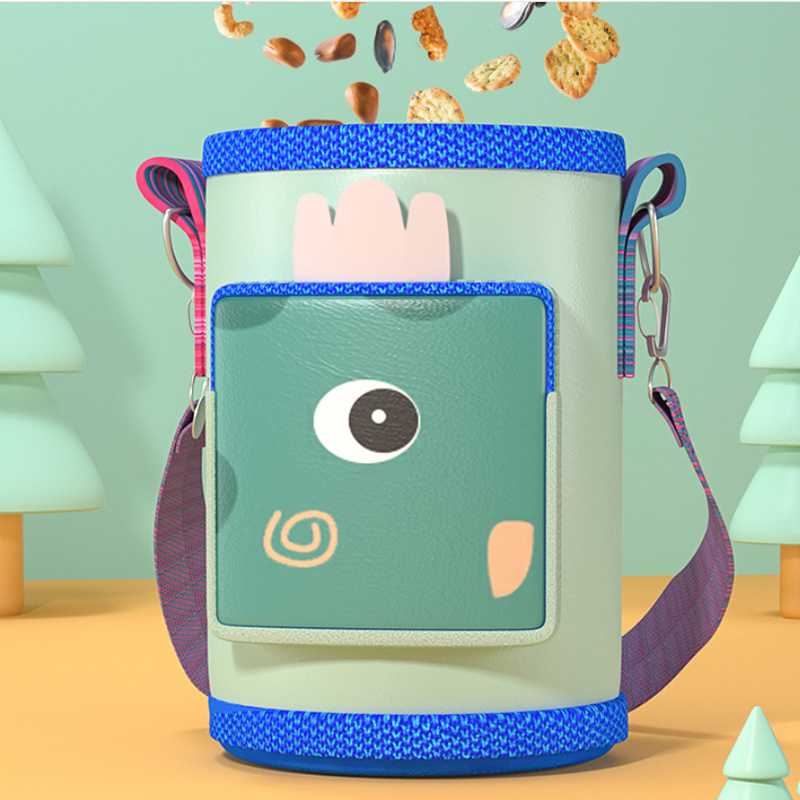 500Ml Di Động Hoạt Hình Trẻ Em Bình Nhiệt Chân Không Bình Nước Có Ống Hút Cho Trẻ Em Học