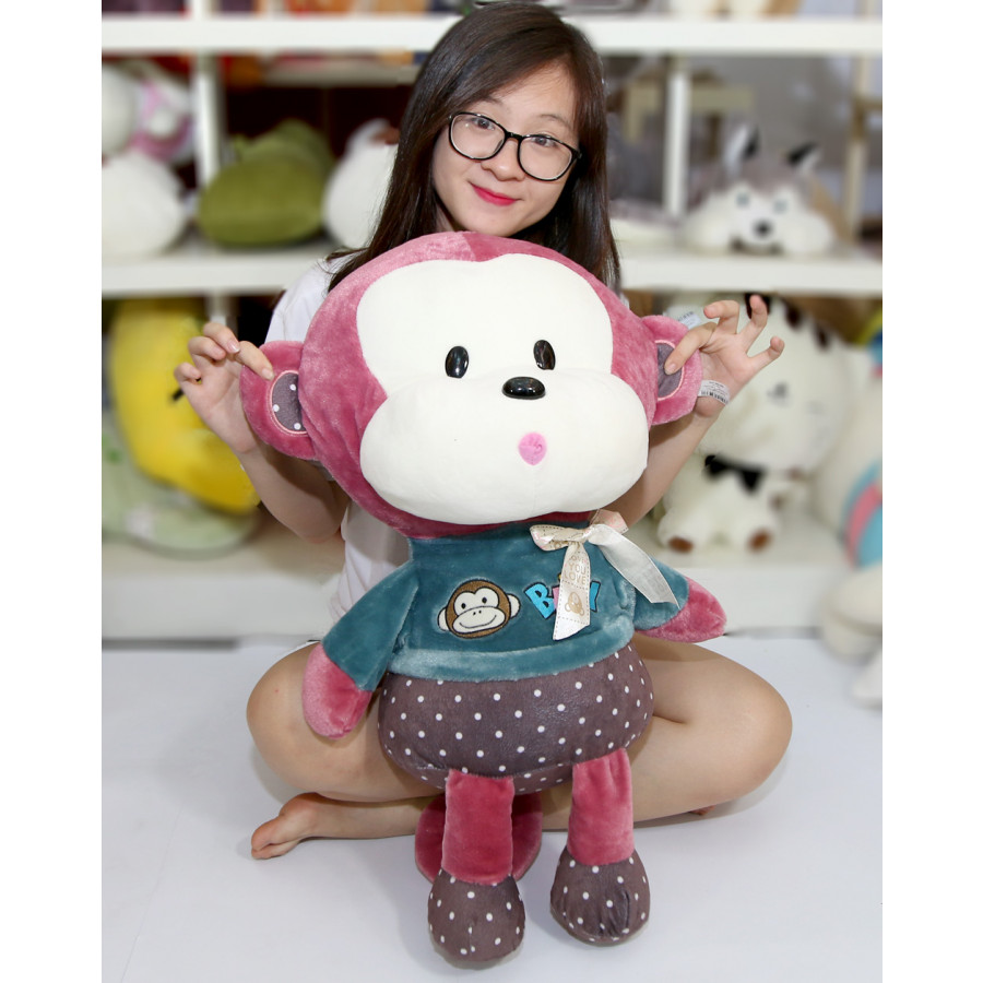 Khỉ bông mặc áo baby xanh-90cm