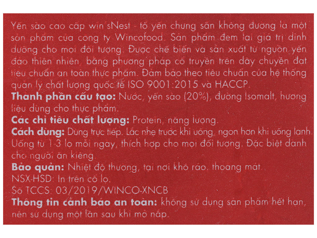 Combo 10 lọ Yến Sào cao cấp win'snest Tổ Yến Chưng Sẵn Không Đường 20% (70 ml/ lọ) kèm túi xách