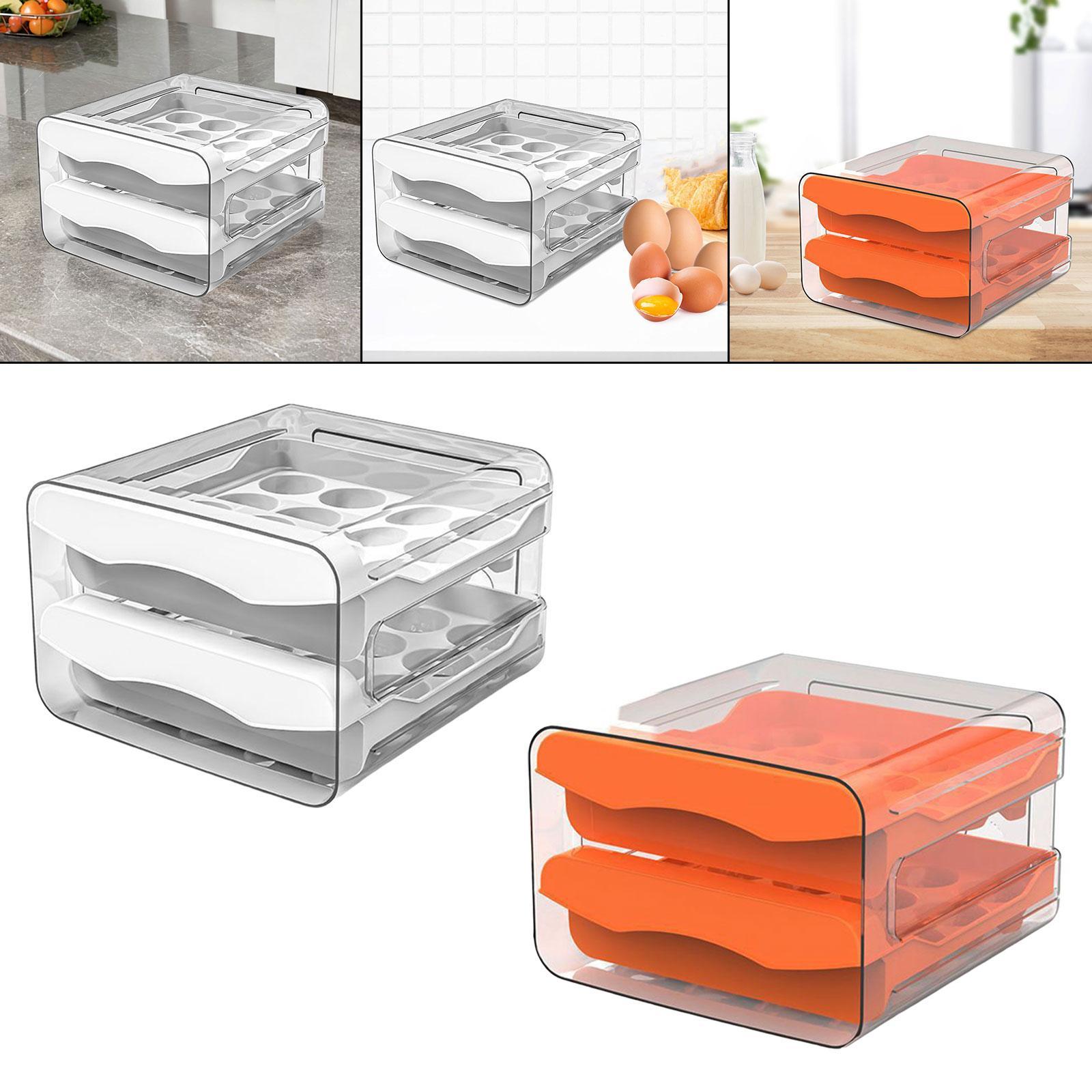 Egg Holder for Fridge Egg Fresh Storage Box Space Saving Large Capacity 2 Layers Egg Tray Egg Storage Container for for Kitchen Refrigerator