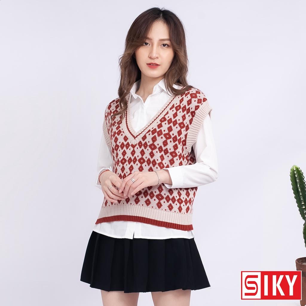 Áo gile len mỏng họa tiết thổ cẩm siêu xinh - Sliky L01