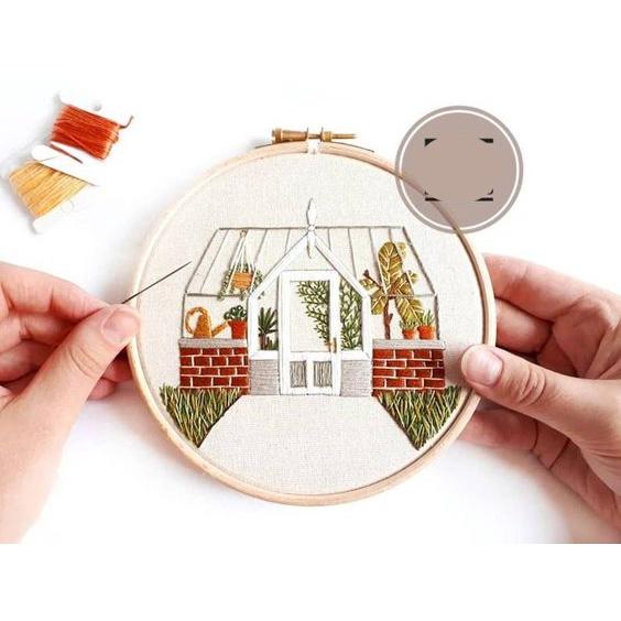 ( SIÊU RẺ) DIY thêu trang trí nhà của-kit nguyên liệu thêu thủ công full house- HOOP DECO HOME- bách hóa na na