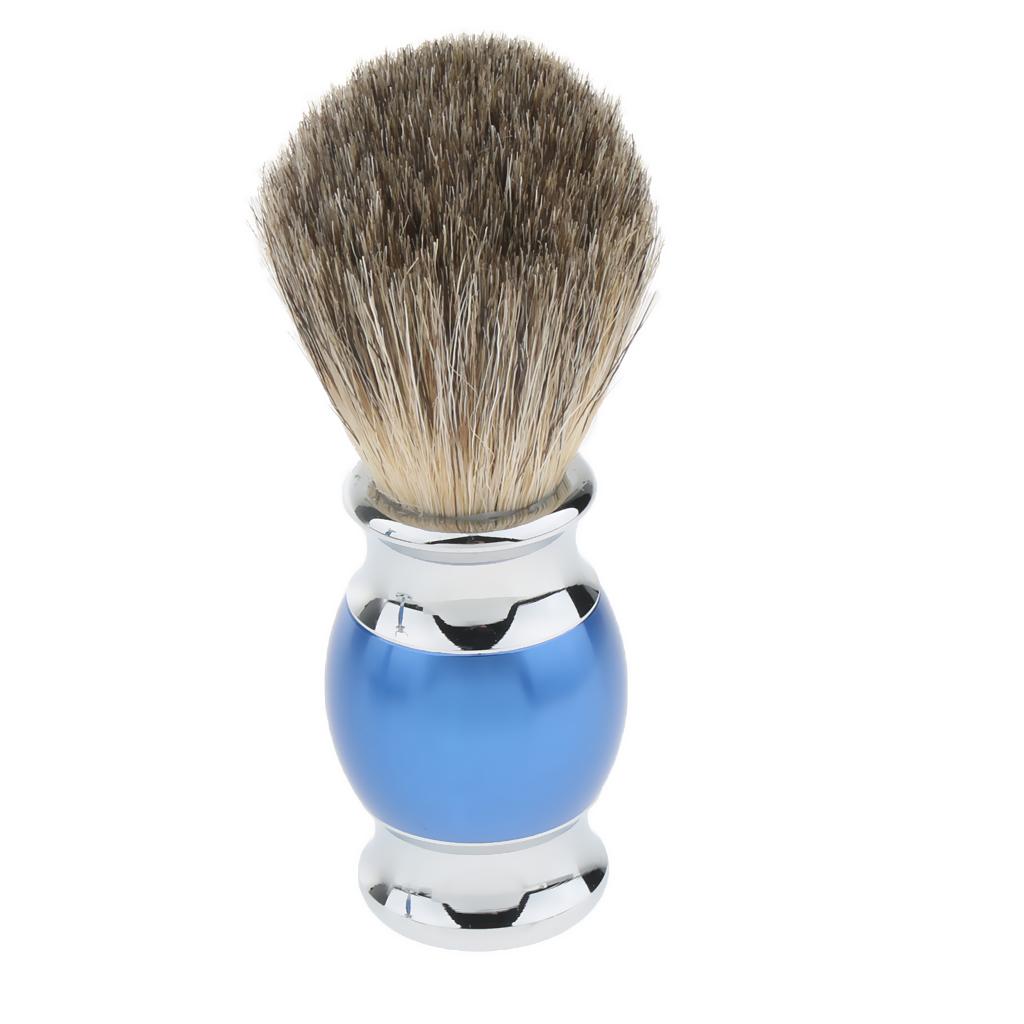 Traditional Luxury Grooming Shaving Set For Men - Including Double-sided Razors, Shave Brush, Alloy Stand Holder - Blue