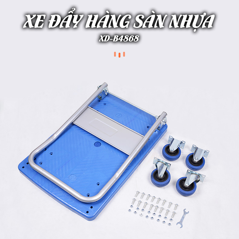 Xe đẩy hàng 150-300 Kg - Nikita - Sàn Nhựa, Chịu Tải Cao, Chống Ăn Mòn Rỉ Sét