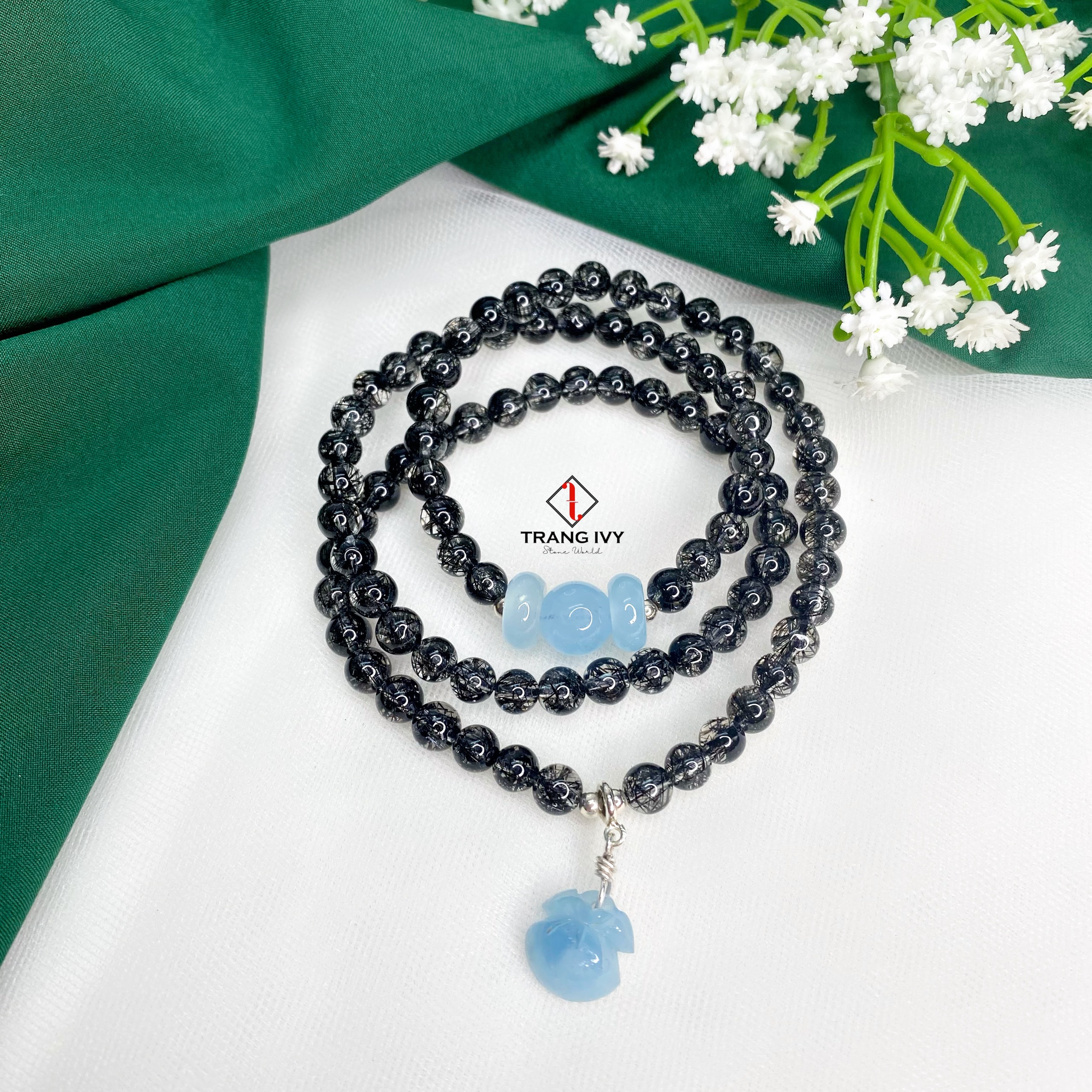 Chuỗi Thạch Anh Tóc Đen Mix Charm