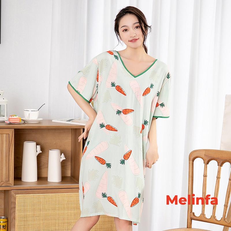 Váy ngủ ngắn tay, đầm mặc nhà cổ V gợi cảm freesize vải lanh cotton lụa tự nhiên thoáng mát nhiều màu mã VAV0270