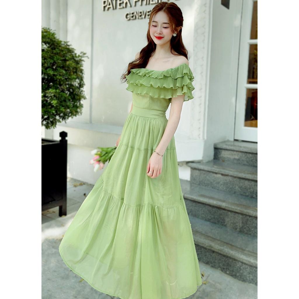 Đầm Đi Biển V114 Chất Liệu Vải Tơ Màu Xanh - Đầm Thiết Kế Thanh Lịch, Nữ Tính