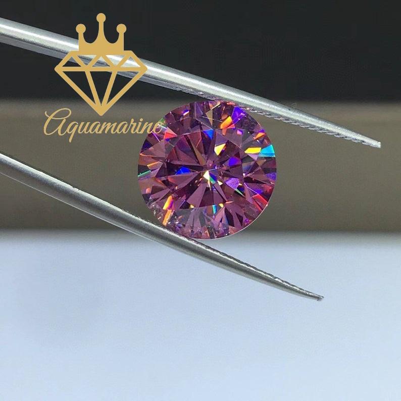 Kim cương nhân tạo Moissanite Round Pink (7.2-10ly)