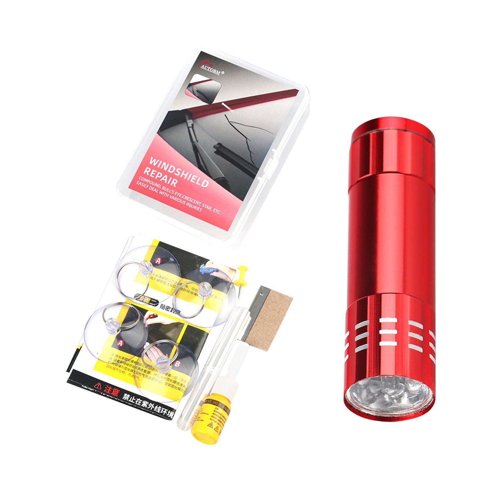 Windshield Crack Repair Set Window Glass ,Curing Lamp, Quick Fix Automotive Glass Repair Fluid for Cracks Star Shaped Crack