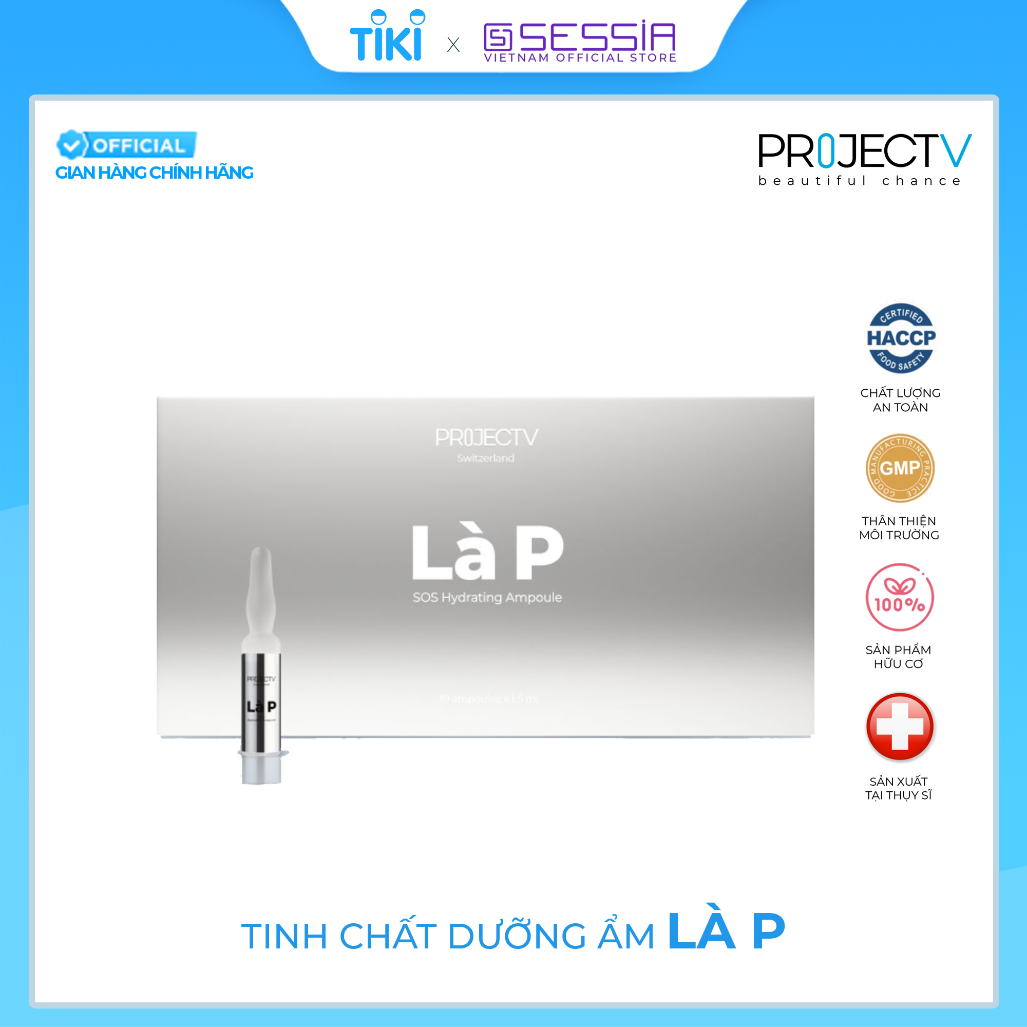 [HAPPY TẾT] Tinh chất dưỡng ẩm Là P Beauty Hit - PROJECT V - Ampoule với peptides cho da mặt (10 ống x 1.5ml) - Xuất xứ Thụy Sĩ, Hàng Chính Hãng