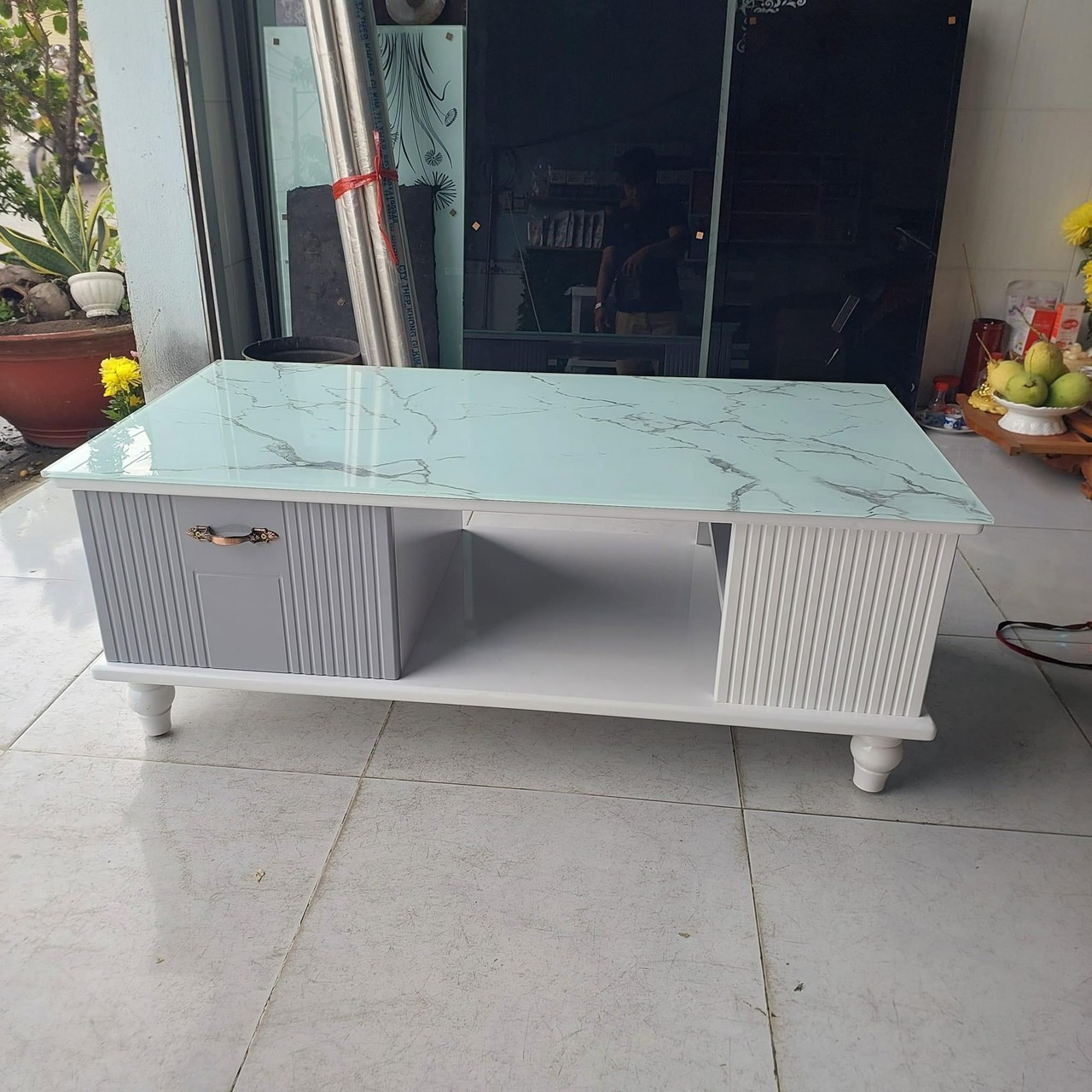 Bàn trà Tundo mặt kính 50 x 100 x 45 cm nhiều mẫu