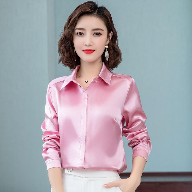 Áo Sơ Mi Nữ Công Sở Màu Hồng Cổ Đức CHIPY Kiểu Hàn Quốc Vintage Ulzzang Form Rộng Dài Tay Đẹp Chất Lụa Cao Cấp A2V