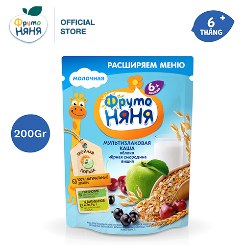 Bột ngũ cốc sữa táo cherry Fruto Nyanya 200g