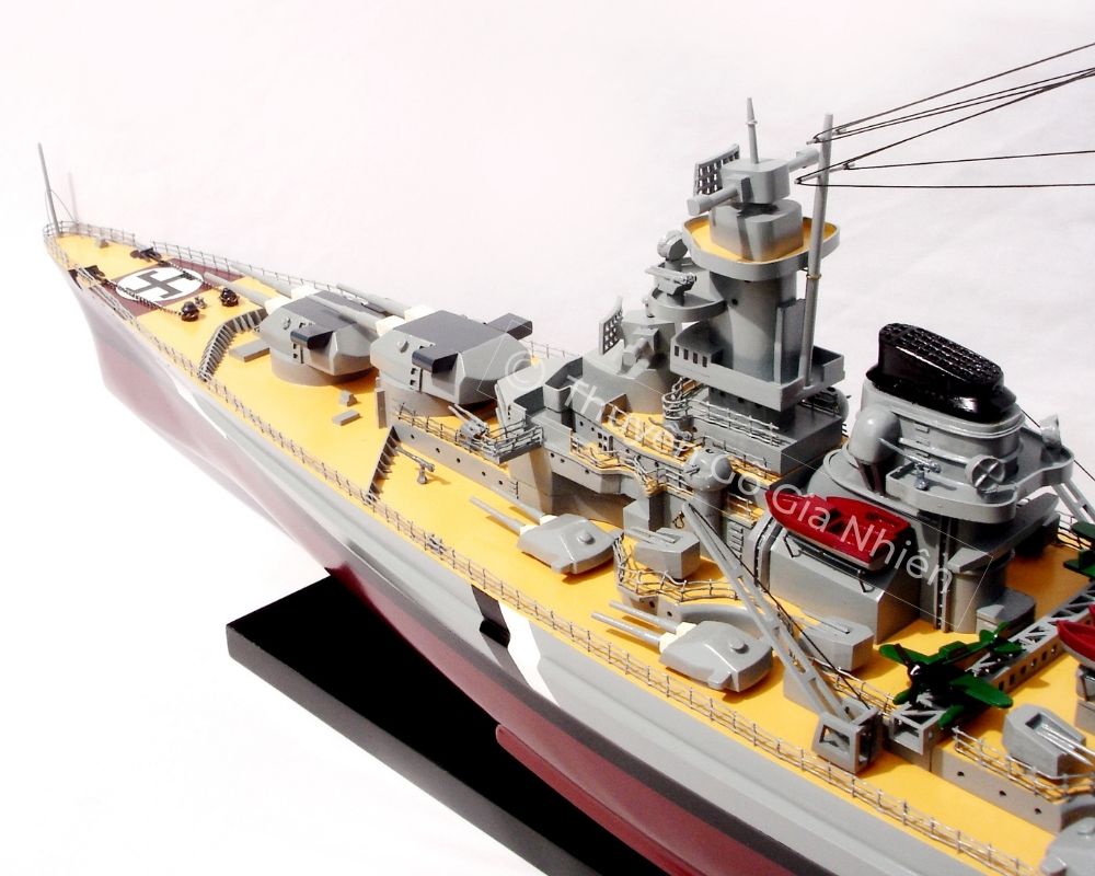 Mô Hình Thuyền Gỗ Phong Thủy Dạng Thuyền Chiến BISMARCK Chính Hãng Hàng Xuất Khẩu Chất Lượng Cao