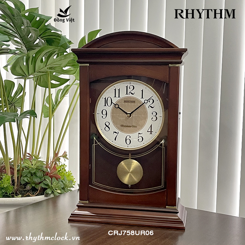 Đồng hồ Rhythm CRJ758UR06 Kt 29.1 x 45.9 x 13.1cm, 3.6kg Vỏ gỗ. Dùng PIN.