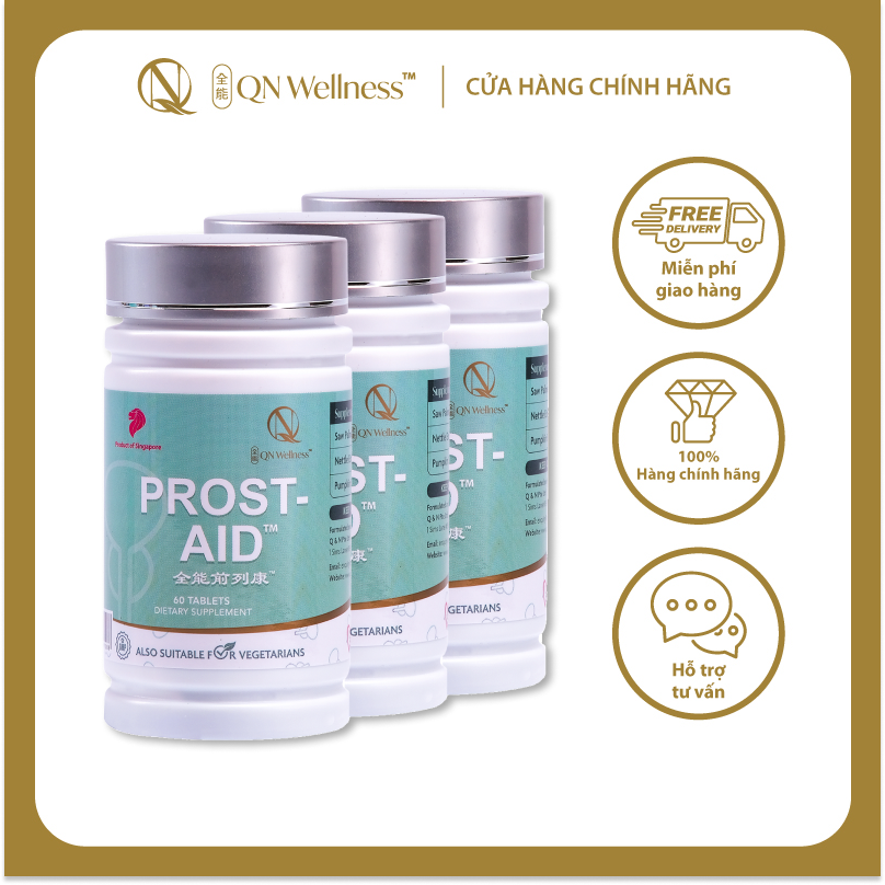 Combo Siêu Ưu Đãi Viên Uống Bổ Sung Prost-Aid QN Wellness Chiết Xuất Saw Palmetto Hỗ Trợ Trao Đổi Chất, Tăng Cường Sức Khỏe Tuyến Tiền Liệt & Chức Năng Tiểu Tiện - Hộp 60 Viên x 3