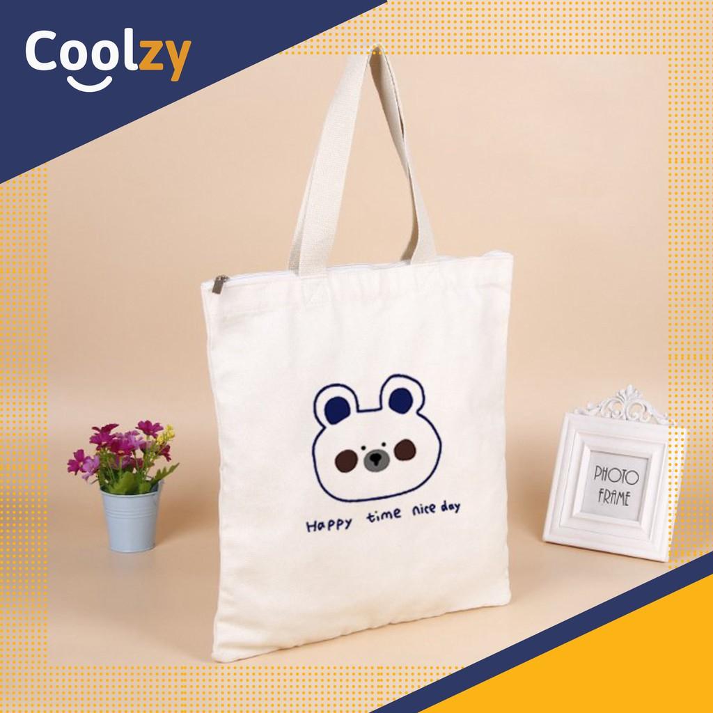 Túi xách nữ Tote In Gấu Happy Time | CoolZy