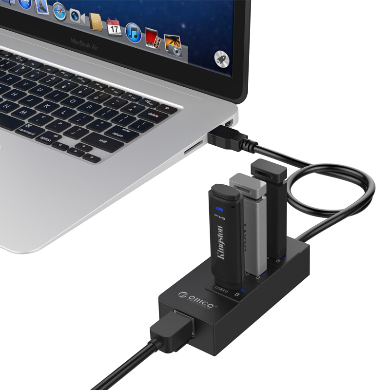 Bộ chia USB HUB 3 cổng USB 3.0 tích hợp cổng Lan Gigabit Orico HR01-U3 - Hàng Chính Hãng