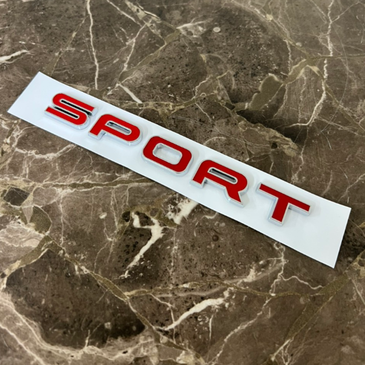 Decal tem chữ SPORT dán trang trí ô tô, chất liệu nhựa ABS cao cấp