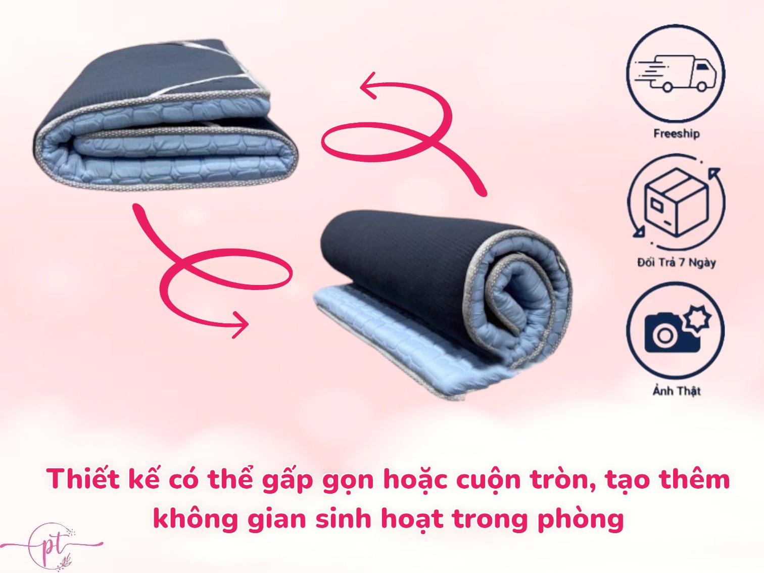 Topper Foam Kingroll Cao Cấp Dày 5cm Có Thun Ràng Đủ Size Giao Màu Ngẫu Nhiên (Tặng Kèm Drap Nệm)