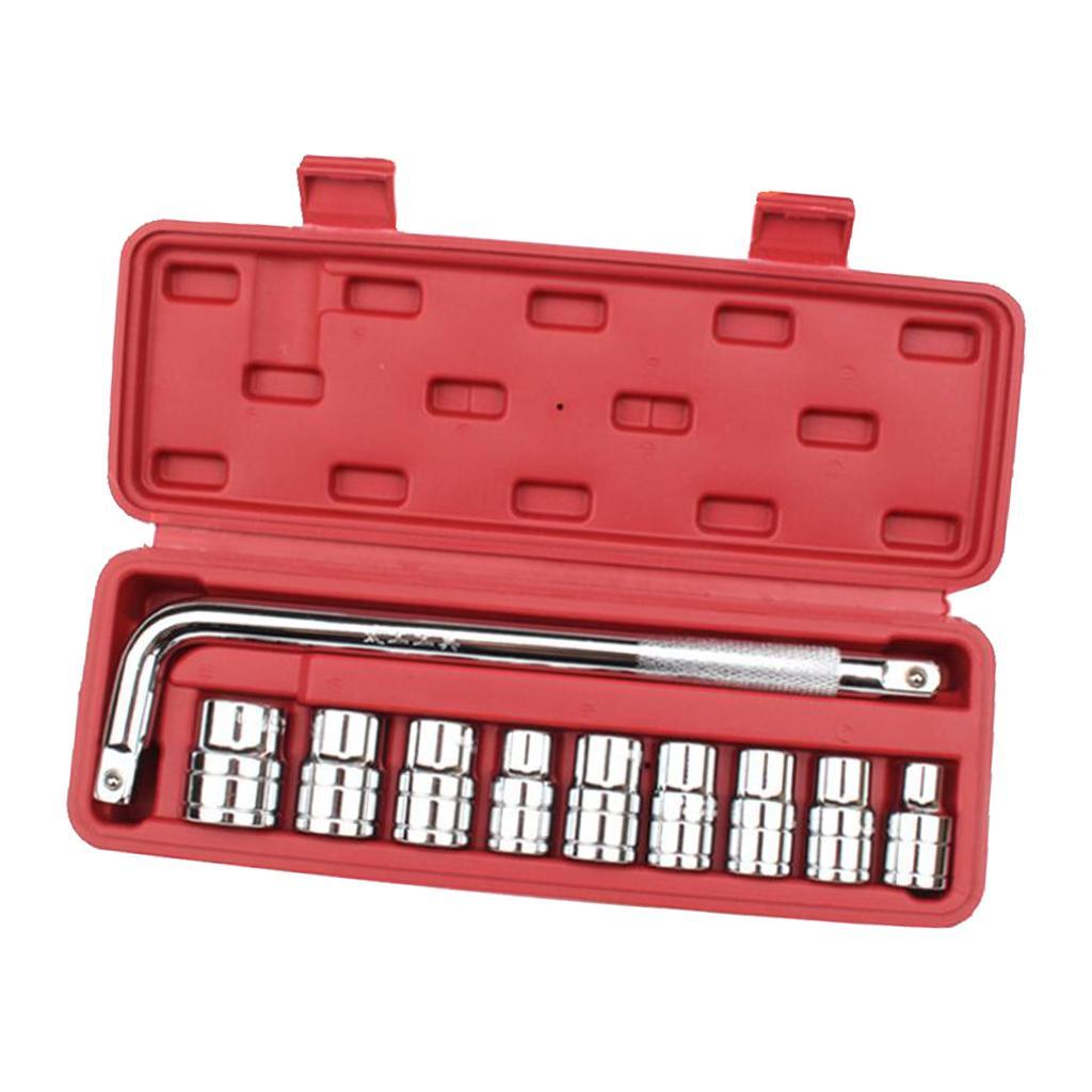 10pcs Automobile Motorcycle Repairing Tool Socket Wrench Set With Case
