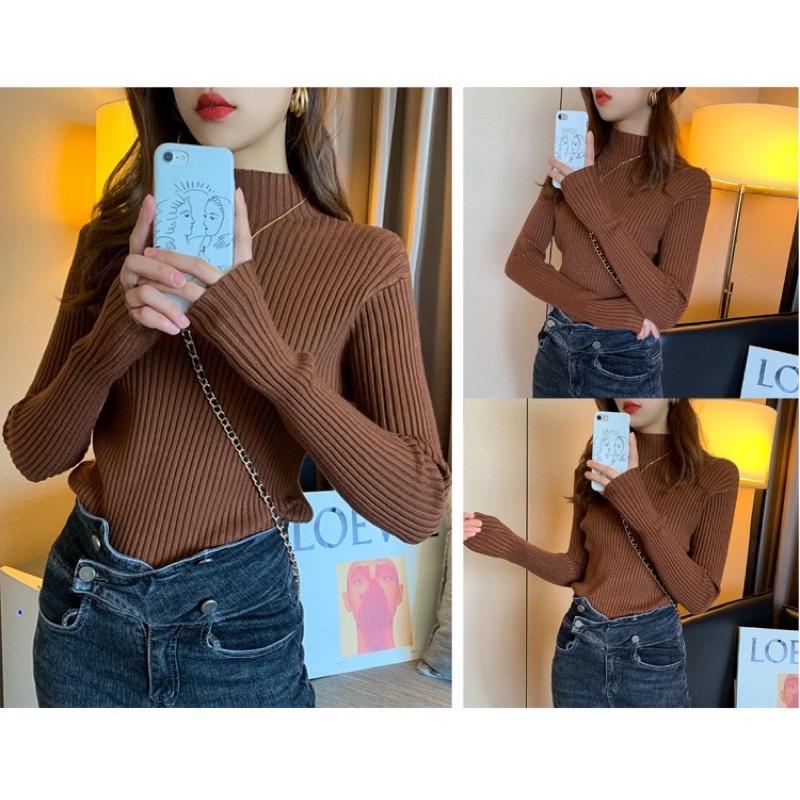 Áo len tăm lông cừu cổ 3p/ Áo len gân lông cừu cổ 3p