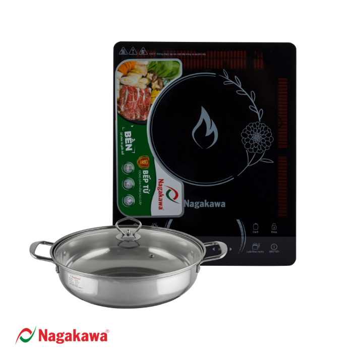 Bếp từ đơn cảm ứng Nagakawa NAG0702 (2200W) - Tặng kèm nồi lẩu inox 30cm - Hàng chính hãng