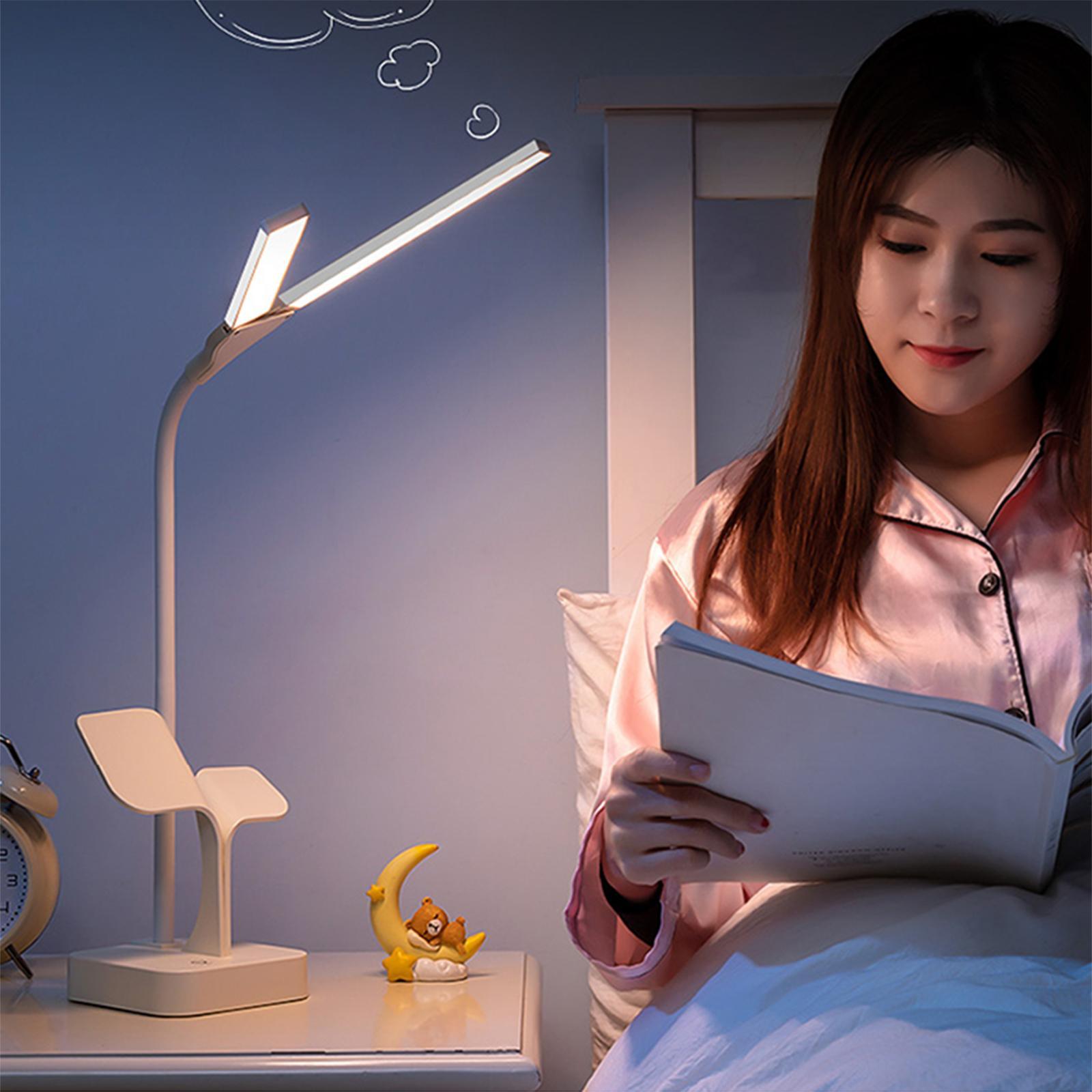 LED Desk Reading Lamp Home Light Touch Control 3 Colors Dimmable USB