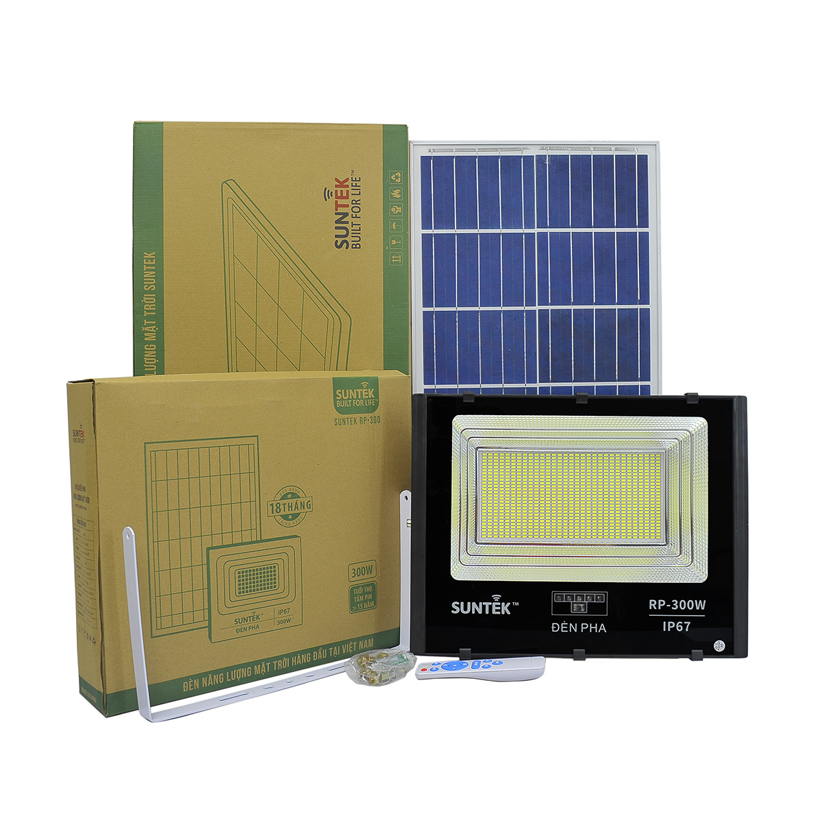 Đèn Pha Năng Lượng Mặt Trời SUNTEK RP-300W - Sáng suốt đêm | Tự động Bật/Tắt | Điều khiển Từ Xa | Chống Nước/Bụi/Sét | Tuổi thọ bóng LED 50.000 giờ - Hàng Chính Hãng - Bảo hành 18 tháng 1 đổi 1