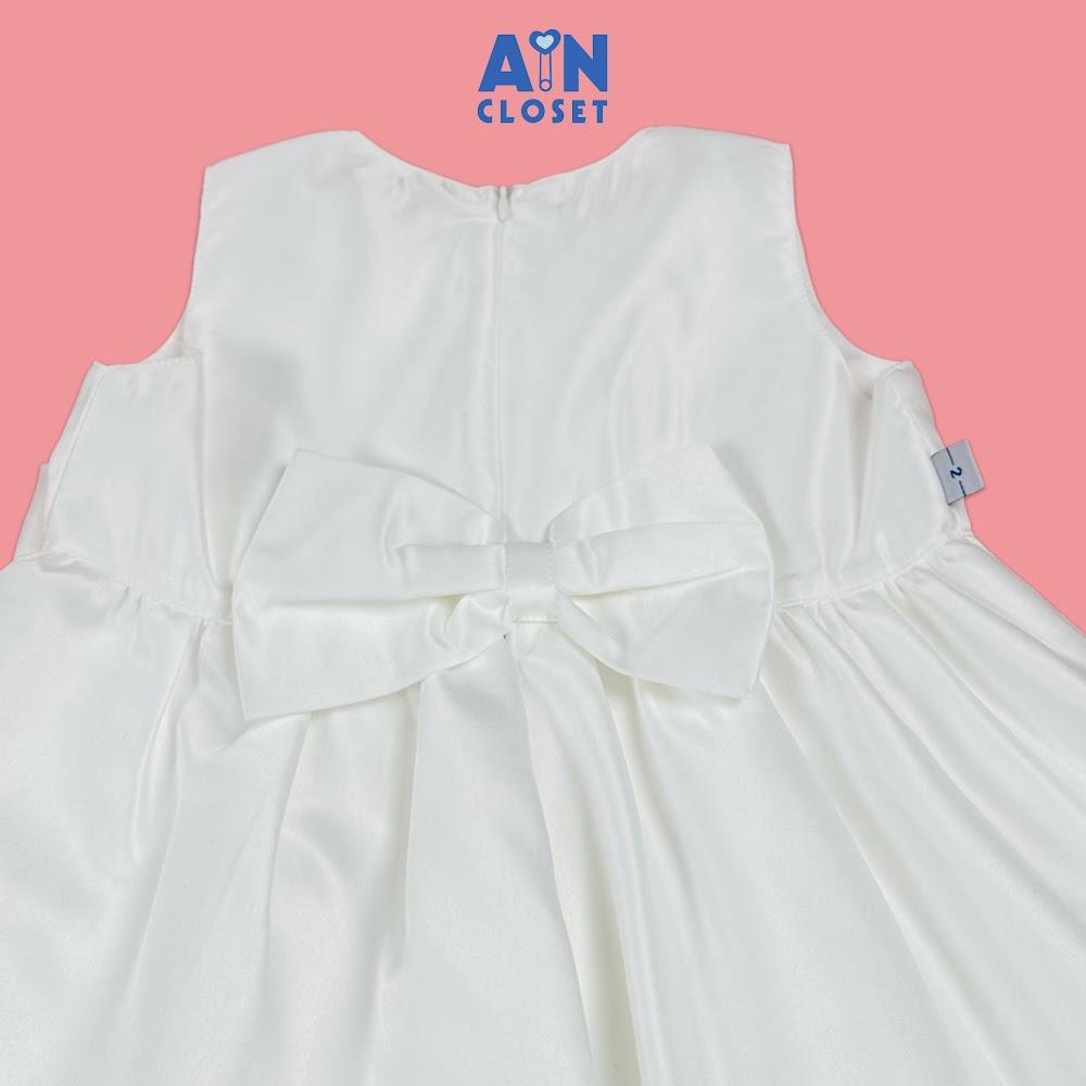 Đầm công chúa bé gái họa tiết Trắng Trơn Tafta lụa - AICDBGBDKYV5 - AIN Closet