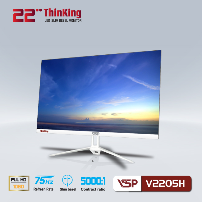 Màn hình máy tính 22inch VSP V2205H [TRẮNG] (21.45&quot; VA FHD 75Hz, HDMI+VGA) - Hàng chính hãng TECH VISION phân phối