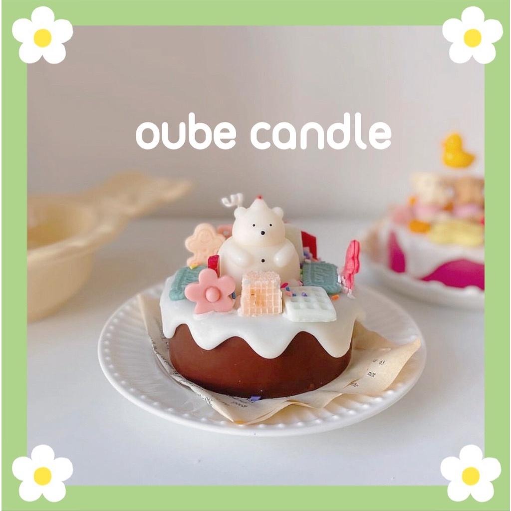 Nến Thơm Tinh Dầu Trang Trí Phòng Ngủ Hình Bánh Kem Bé Gấu Quà Sinh Nhật Decor Phòng | Oube Candle NT96