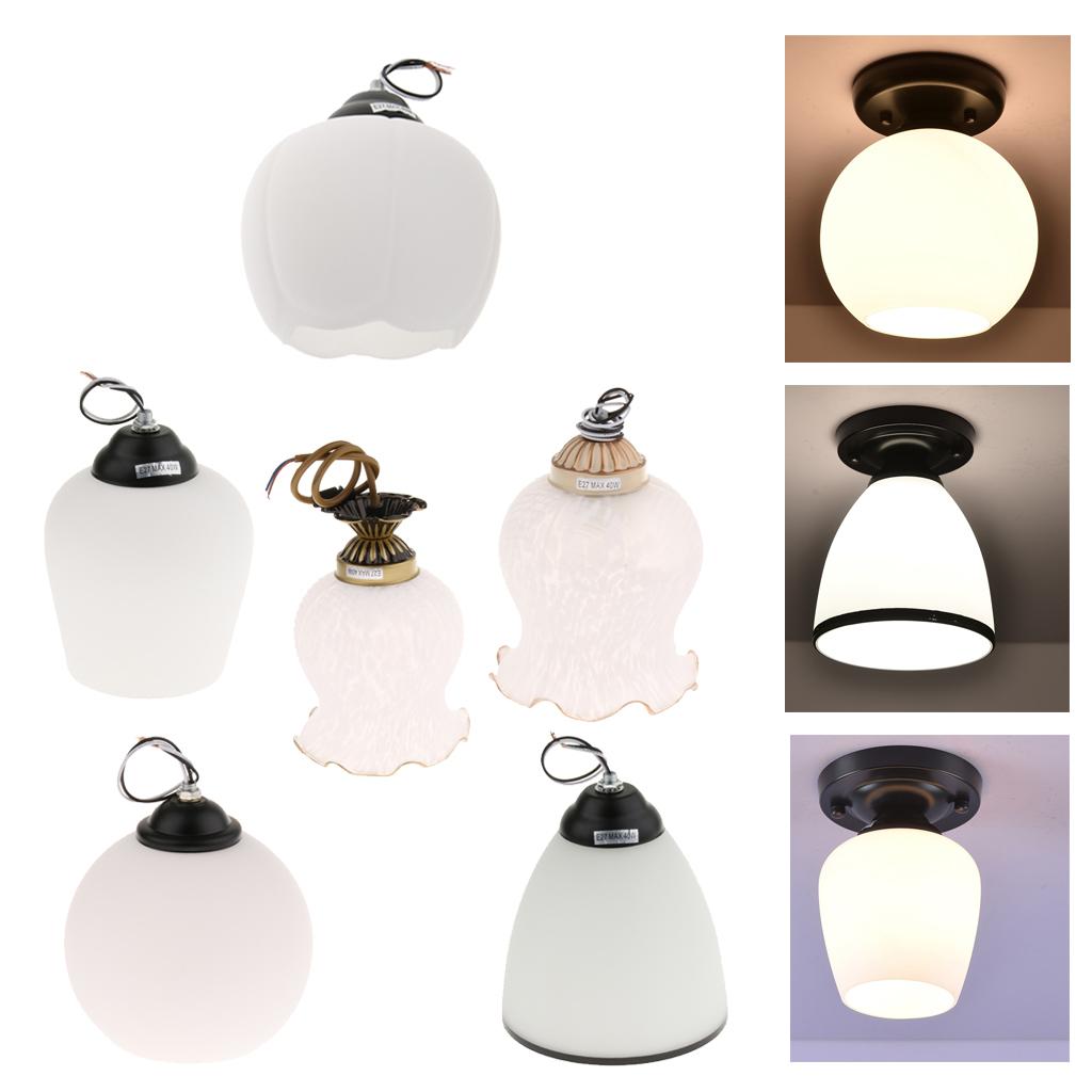 E27 White Frosted Glass Flush Ceiling Lighting Light Shade Lamp