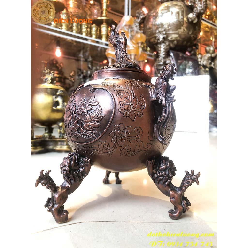 Quả Cầu Đốt Trầm Tam Nghê Màu Nâu