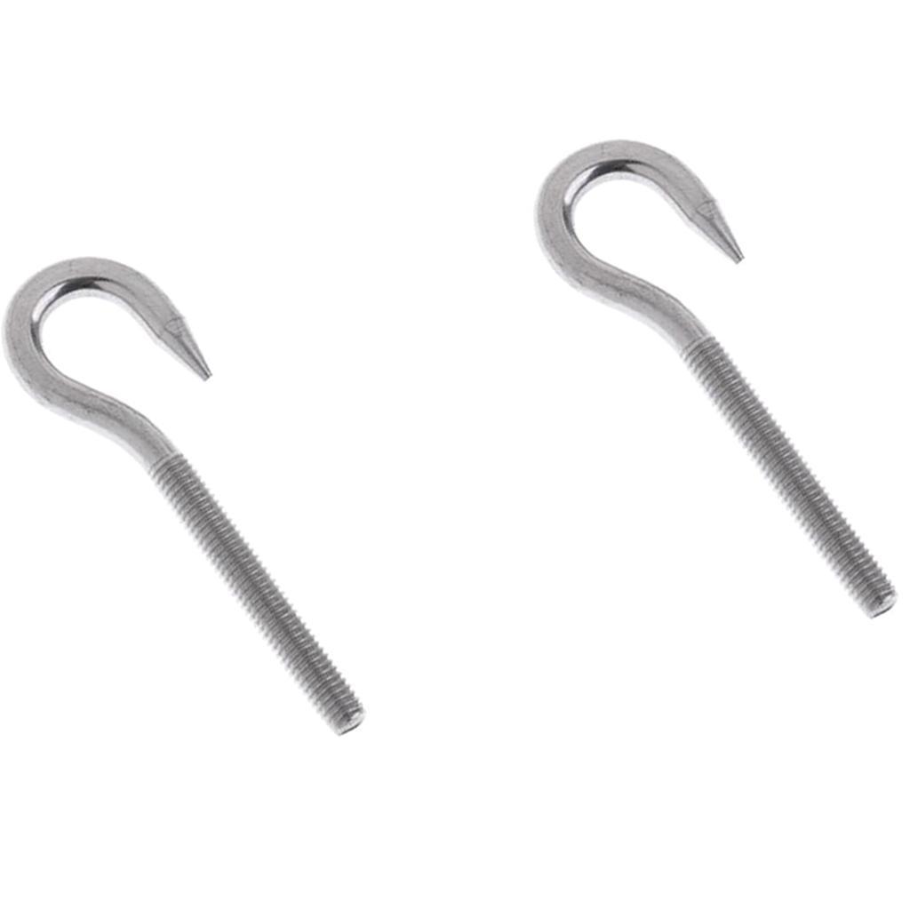 2 Pieces 304 Stainless Steel Threaded Screw Hook Eye Bolt Boat Parts M4 M5, Marine Grade
