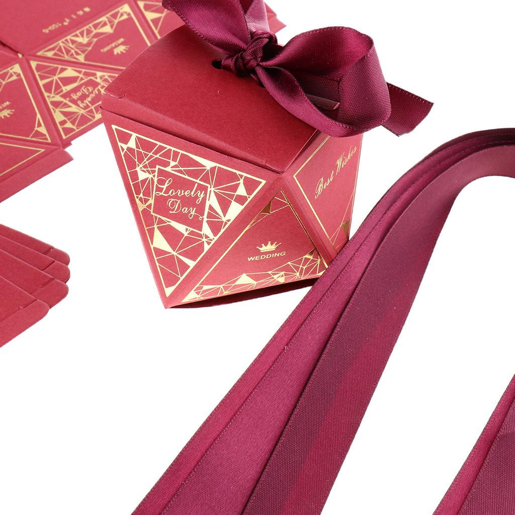 6 Pieces Diamond Shape Candy Boxes Paper Ribbon Gift Case Party Favor