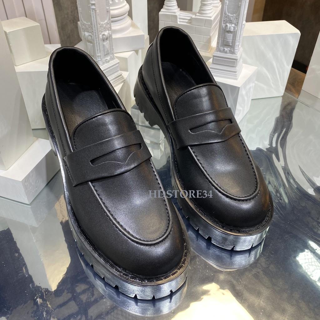 Giày Penny Loafer Đế Khủng 5cm Siêu Chất Full Black