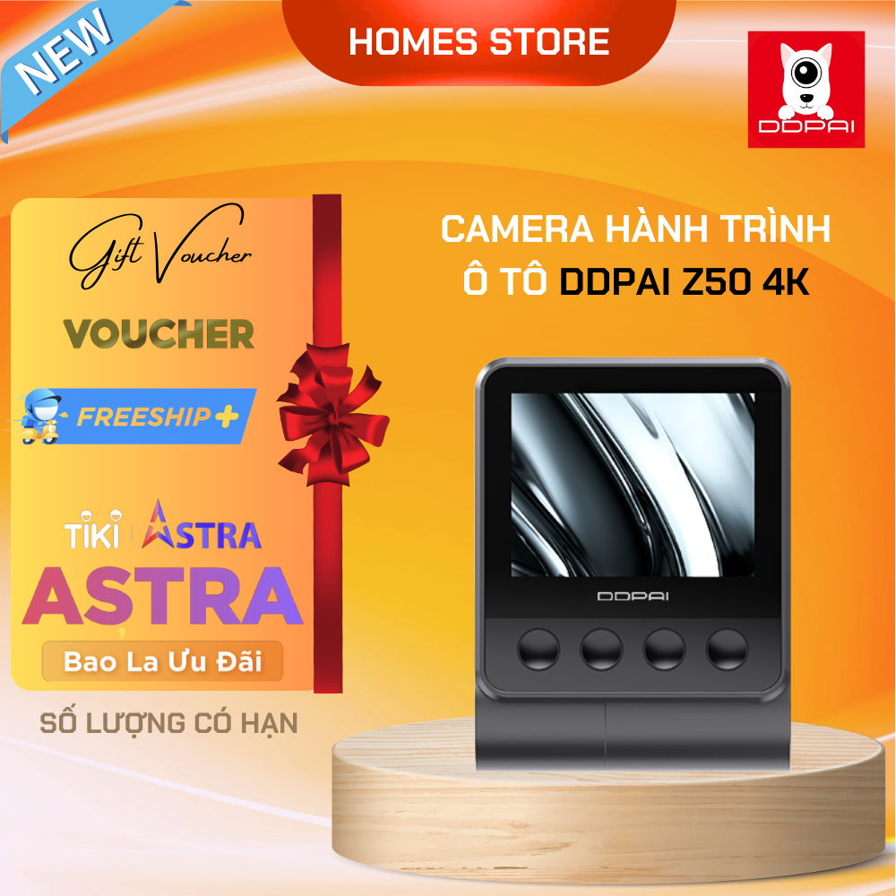 Camera Hành Trình Ô Tô DDPAI Z50 - Không Có Camera Sau Có Định Vị GPS Kết Nối WIFI Camera AI Thông Minh Độ Phân Giải 4K, Cảnh Báo Làn Đường, Giám Sát 24 Giờ, Hiển Thị Tốc Độ - Hàng Chính Hãng