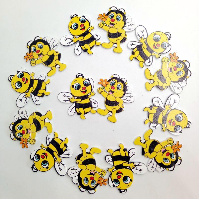 20 Pieces Wood Shapes Bee Embellishments for Scrapbooking Crafts