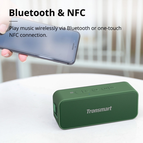 Loa Bluetooth 5.0 Tronsmart T2 Plus công suất 20W hỗ trợ TWS và NFC ghép đôi 2 loa, âm thanh vòm 360 độ kết hợp bass trầm chống nước IPX7, có Mic đàm thoại - Hàng chính hãng