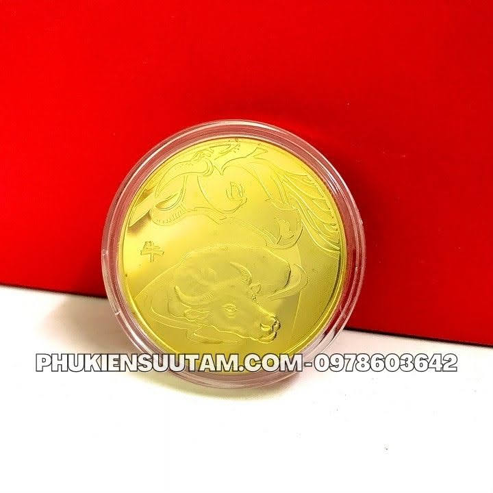Xu 12 Con Giáp Tuổi Sửu, đường kính: 4cm, màu vàng - SP005818