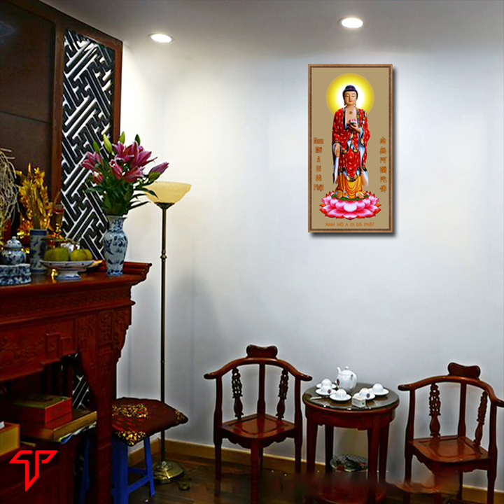Tranh Phật trang trí nhà cửa mẫu Phật tam thánh, phật adida, thích ca mâu ni phật, Tranh Phật Giáo Adida Phật 2286 (30 x 60 cm)