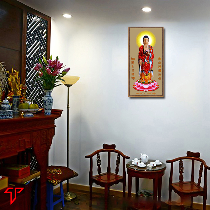 Tranh Phật trang trí nhà cửa mẫu Phật tam thánh, phật adida, thích ca mâu ni phật, Tranh Phật Giáo Adida Phật 2286