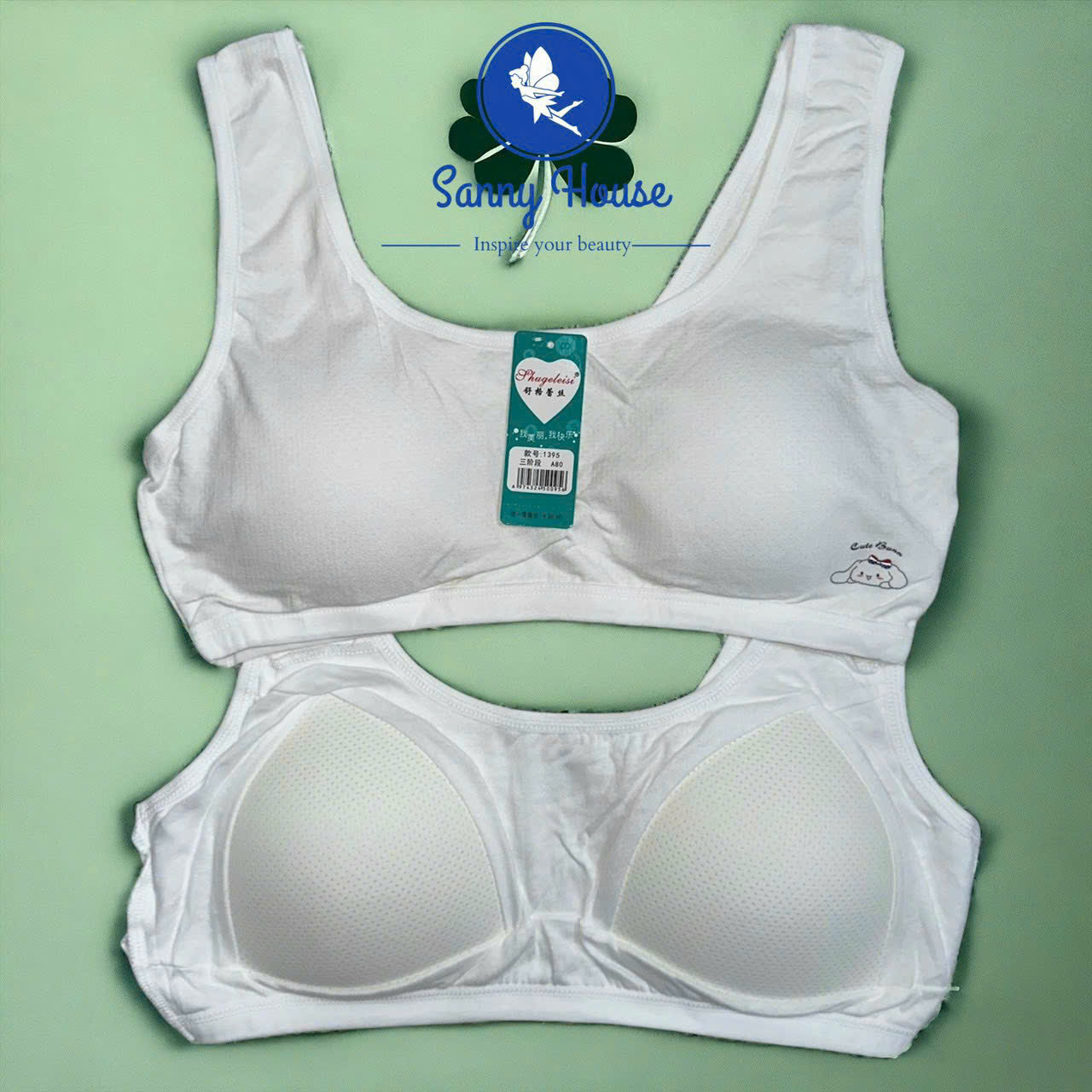 Áo Lá Học Sinh 1388 Mẫu Thỏ Cotton Mút Mỏng Lưng Có Thông Hơi